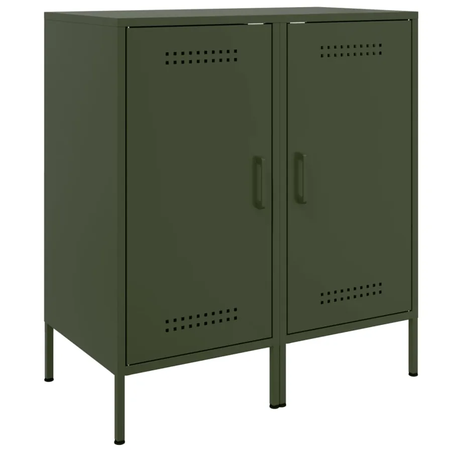 Buffets 2 pcs vert olive 36x39x79 cm acier - 2