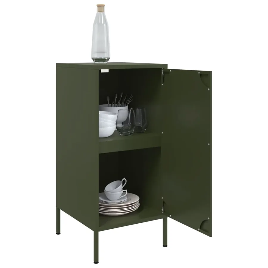 Buffets 2 pcs vert olive 36x39x79 cm acier - 5