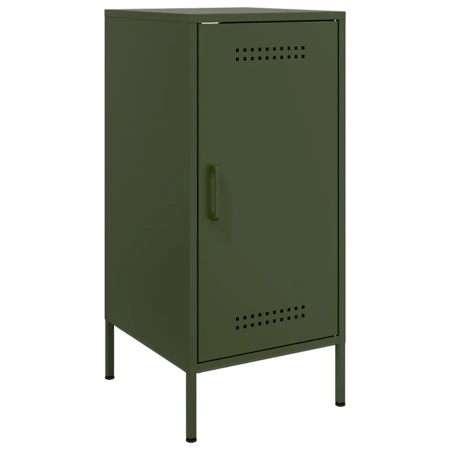 Buffets 2 pcs vert olive 36x39x79 cm acier - 6