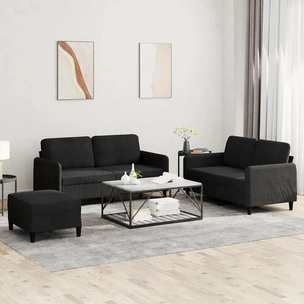 Ensemble de canapés 3 pcs noir velours