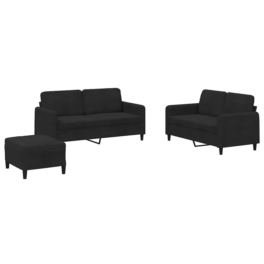 Ensemble de canapés 3 pcs noir velours - 2
