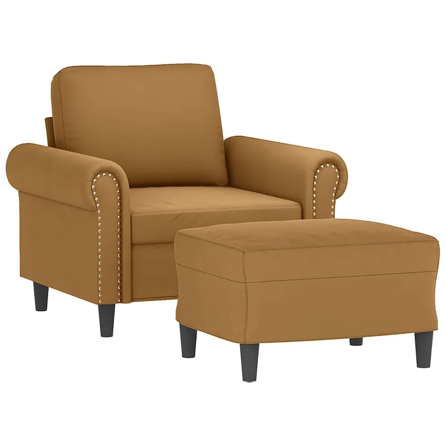 Fauteuil avec repose-pied Marron 60 cm Velours - 3