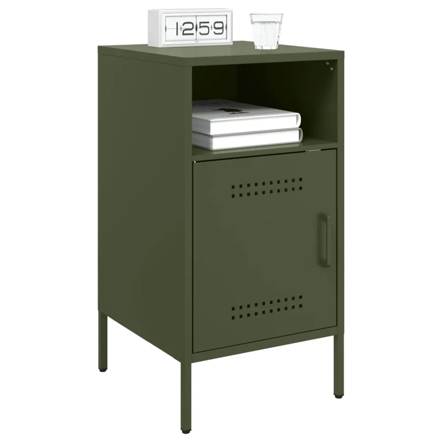 Tables de chevet 2 pcs vert olive 36x39x68 cm acier - 3