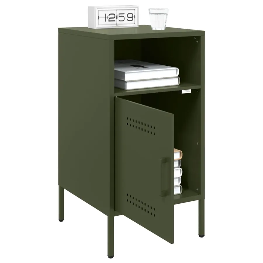 Tables de chevet 2 pcs vert olive 36x39x68 cm acier - 4