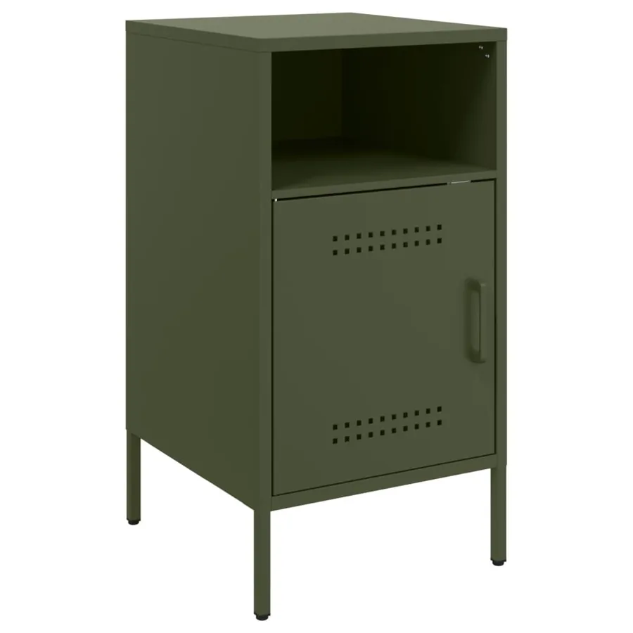 Tables de chevet 2 pcs vert olive 36x39x68 cm acier - 5