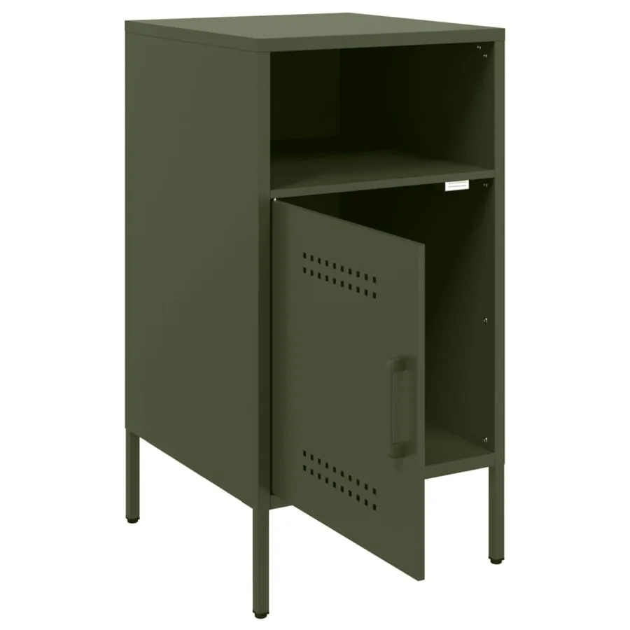 Tables de chevet 2 pcs vert olive 36x39x68 cm acier - 9