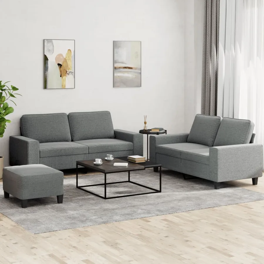 Ensemble de canapés 3 pcs gris foncé tissu