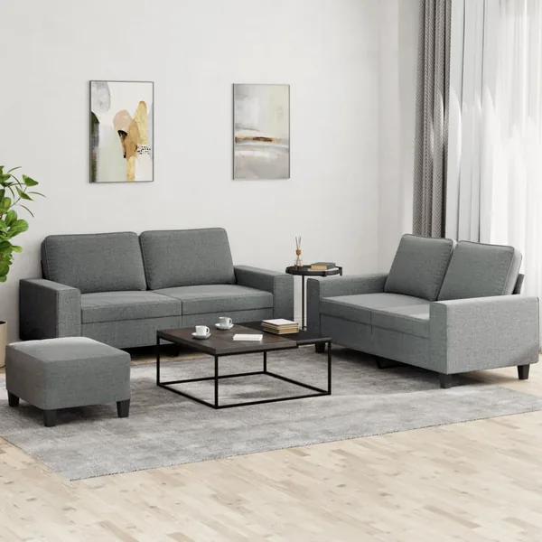 Ensemble de canapés 3 pcs gris foncé tissu