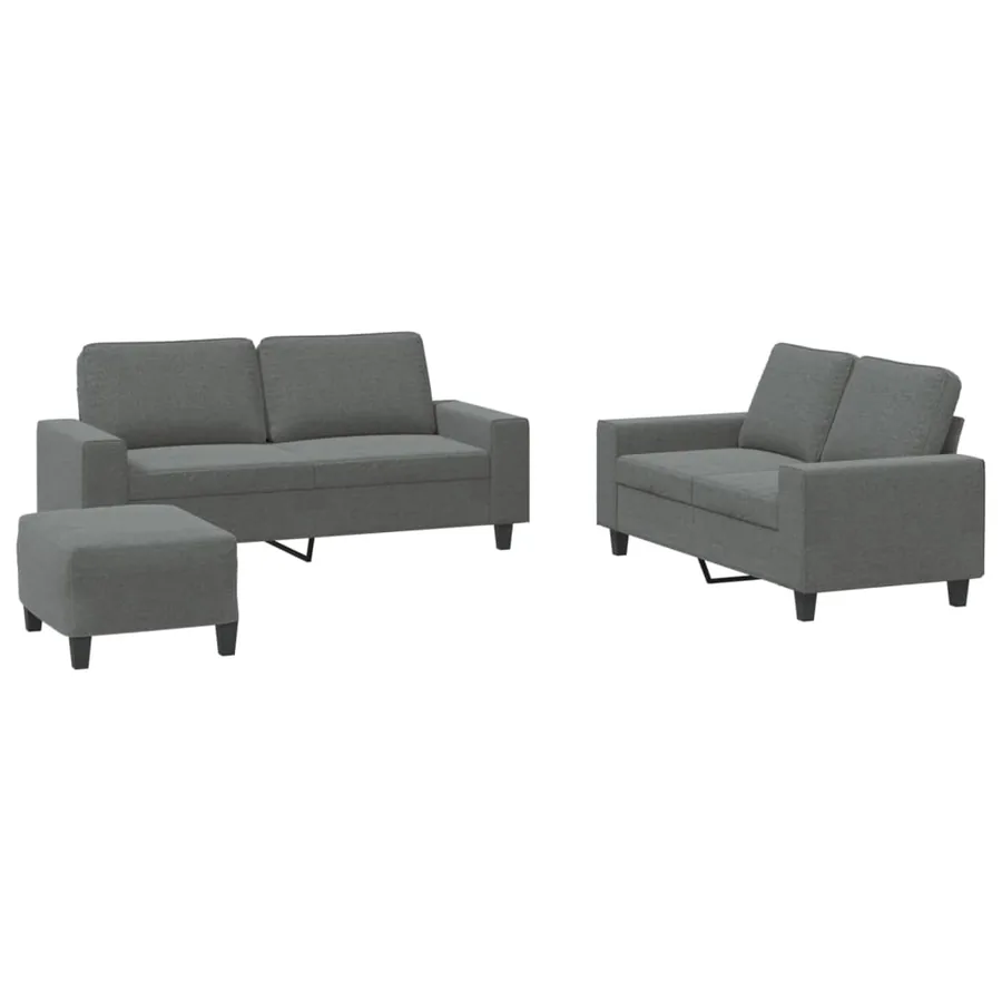 Ensemble de canapés 3 pcs gris foncé tissu - 2