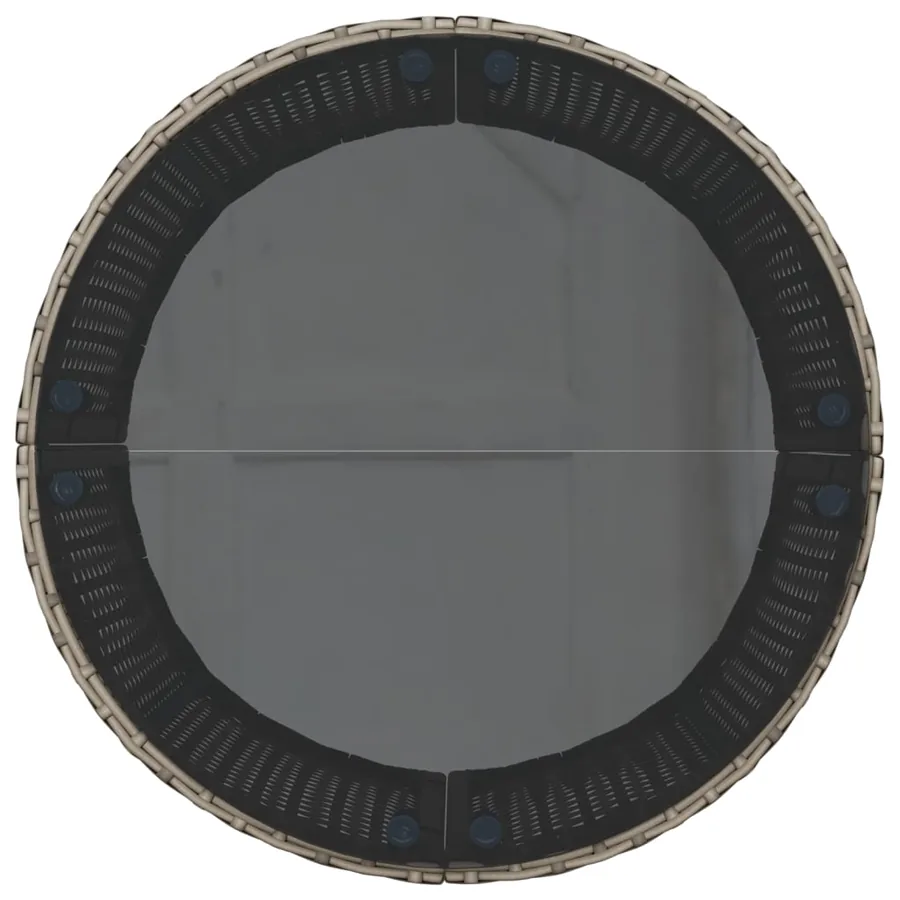 Canapé de jardin table coussins demi-rond gris résine tressée - 6