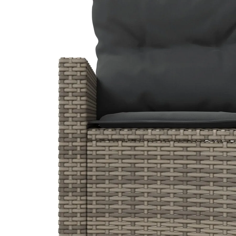 Canapé de jardin table coussins demi-rond gris résine tressée - 7