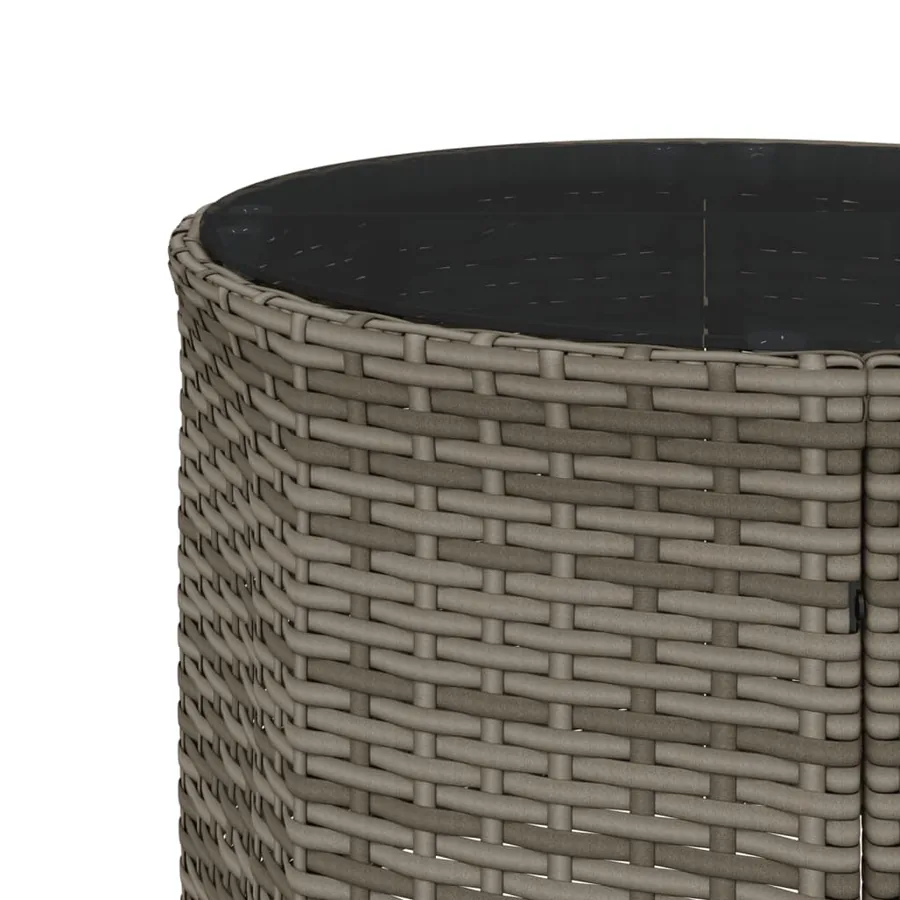 Canapé de jardin table coussins demi-rond gris résine tressée - 8