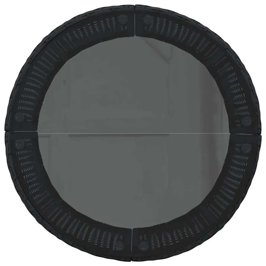 Canapé de jardin table coussins demi-rond noir résine tressée - 6