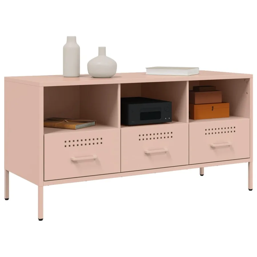 Meuble TV rose 100,5x39x50,5 cm acier - 4