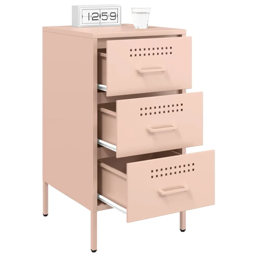 Table de chevet rose 36x39x68 cm acier - 5