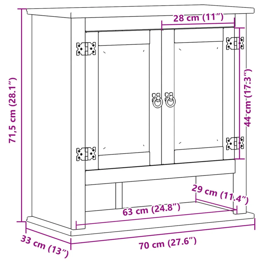 Armoire murale de salle de bain Corona bois de pin massif - 10