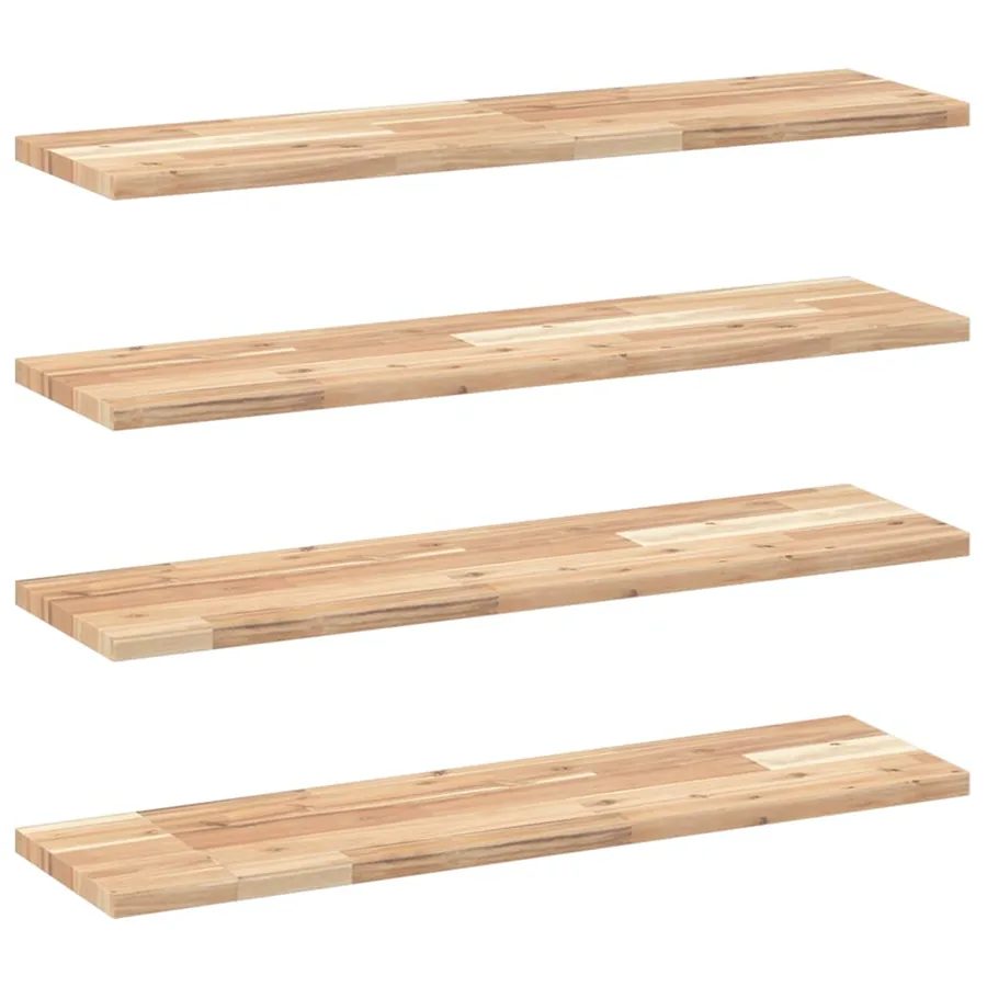 Étagères flottantes 4 pcs 100x20x2 cm acacia massif non traité - 2