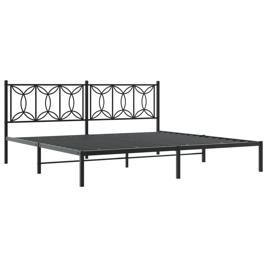 Cadre de lit métal sans matelas avec tête de lit noir 193x203cm - 3
