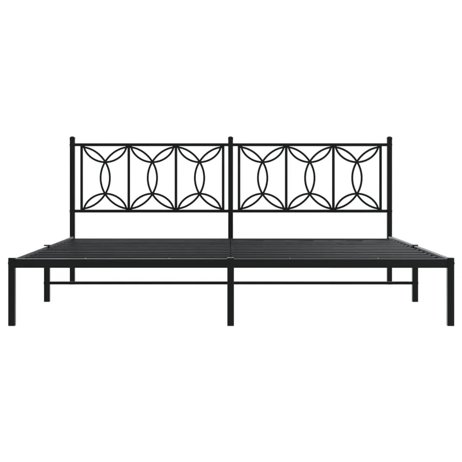Cadre de lit métal sans matelas avec tête de lit noir 193x203cm - 4