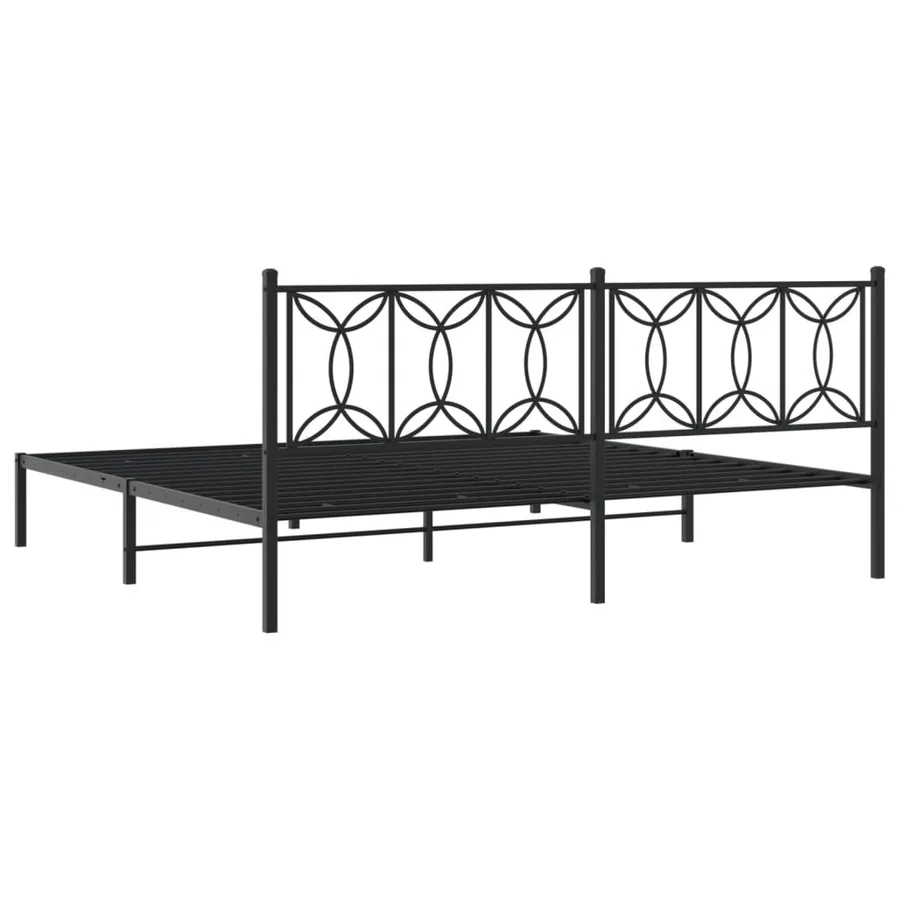 Cadre de lit métal sans matelas avec tête de lit noir 193x203cm - 6