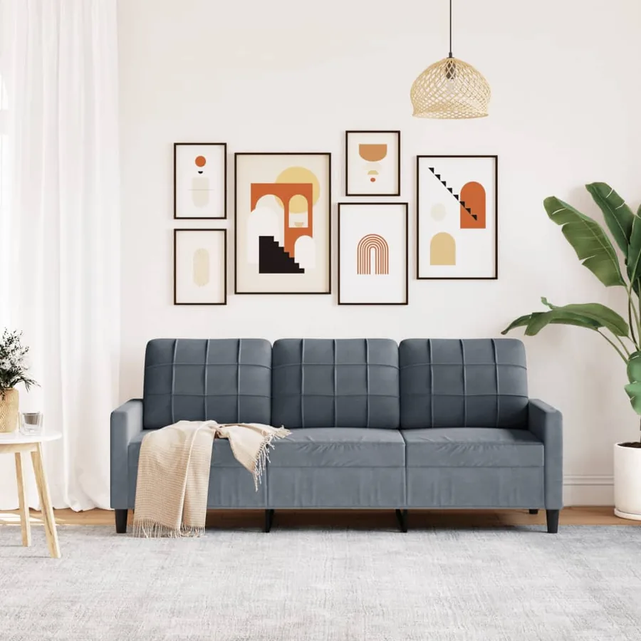 Canapé à 3 places Gris foncé 180 cm Velours - 3