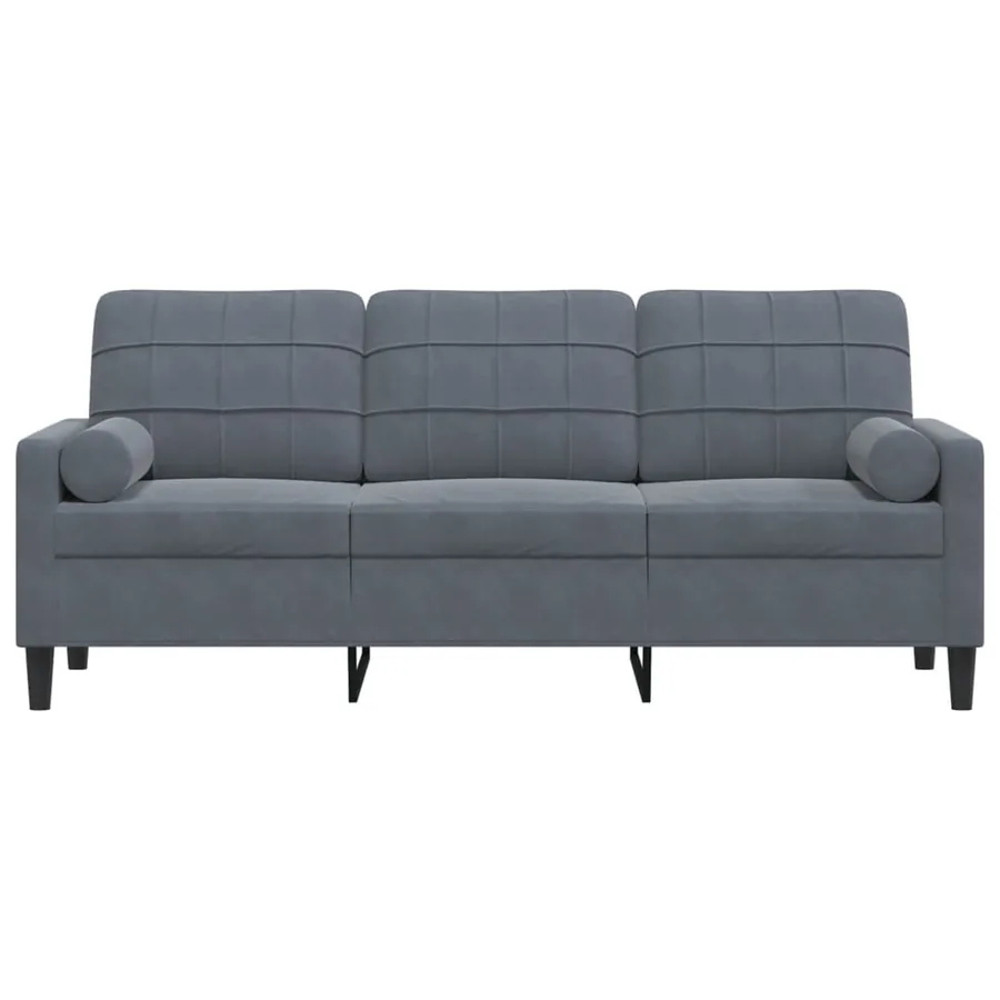 Canapé 3 places avec oreillers gris foncé 180 cm velours - 3