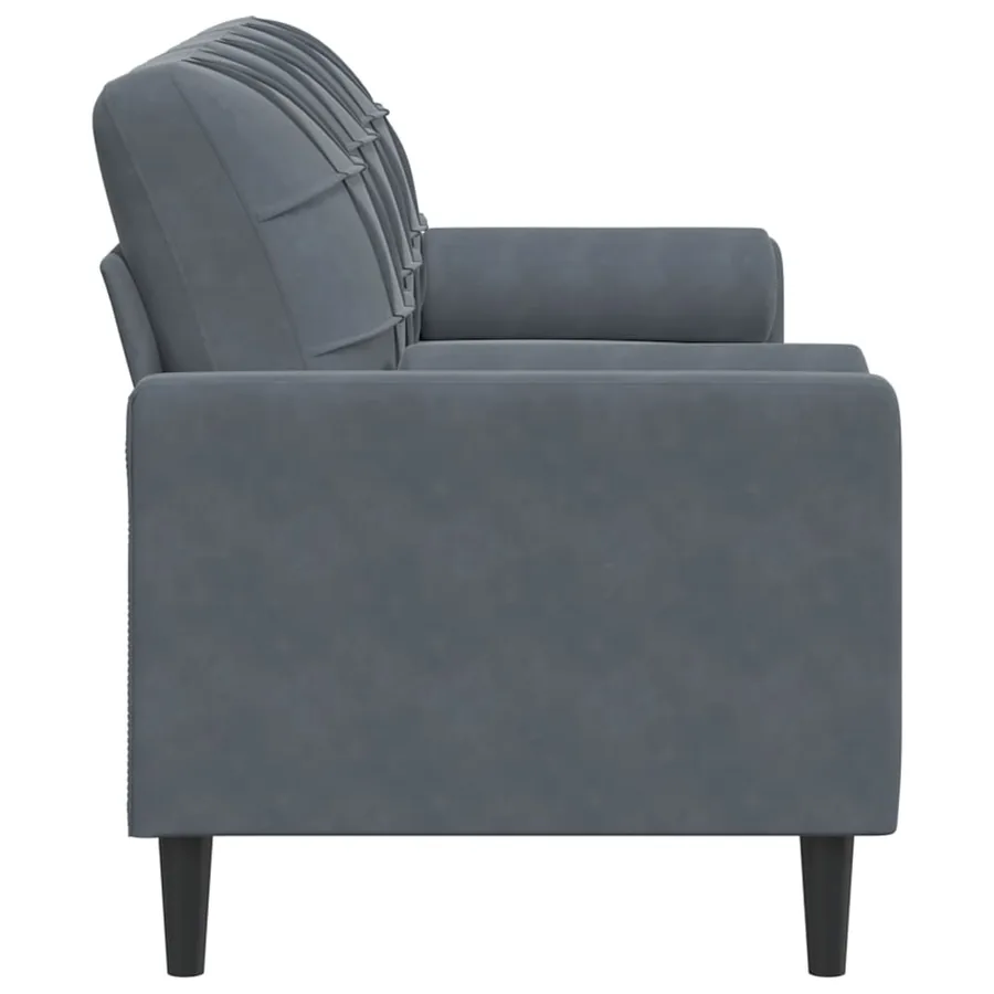 Canapé 3 places avec oreillers gris foncé 180 cm velours - 4