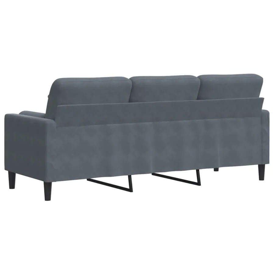 Canapé 3 places avec oreillers gris foncé 180 cm velours - 5