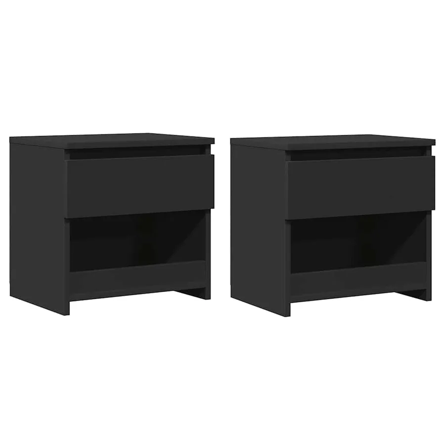 Tables de chevet 2 pcs Noir 40x30x39 cm Bois d’ingénierie - 2