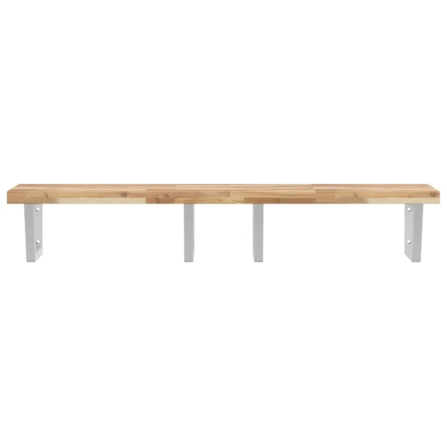 Étagère de vasque murale acier et bois massif d'acacia - 4