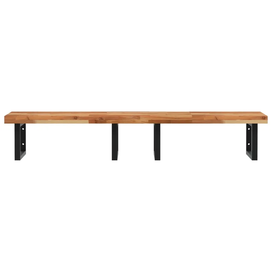 Étagère de vasque murale acier et bois massif d'acacia - 4