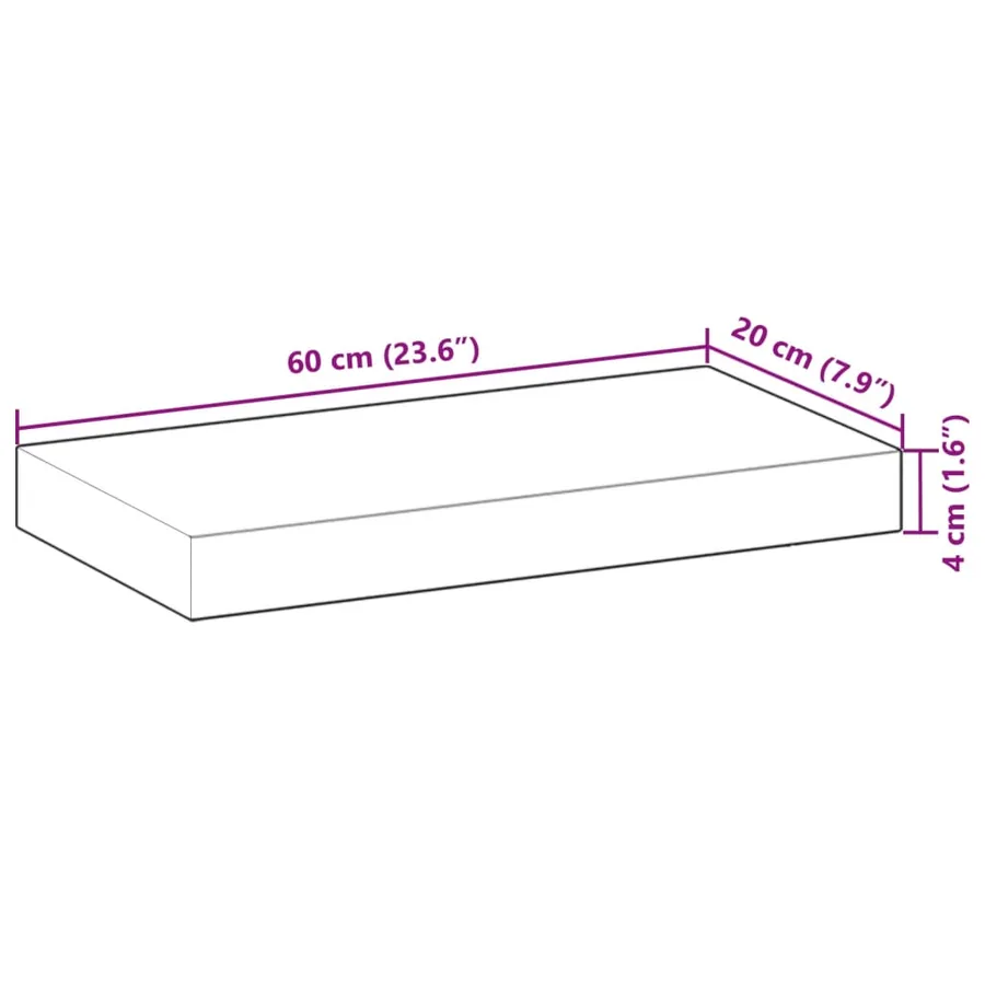Étagères flottantes 3 pcs 60x20x4 cm acacia massif non traité - 9
