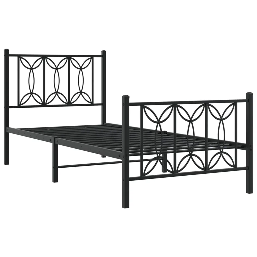 Cadre de lit métal sans matelas avec pied de lit noir 75x190 cm - 3