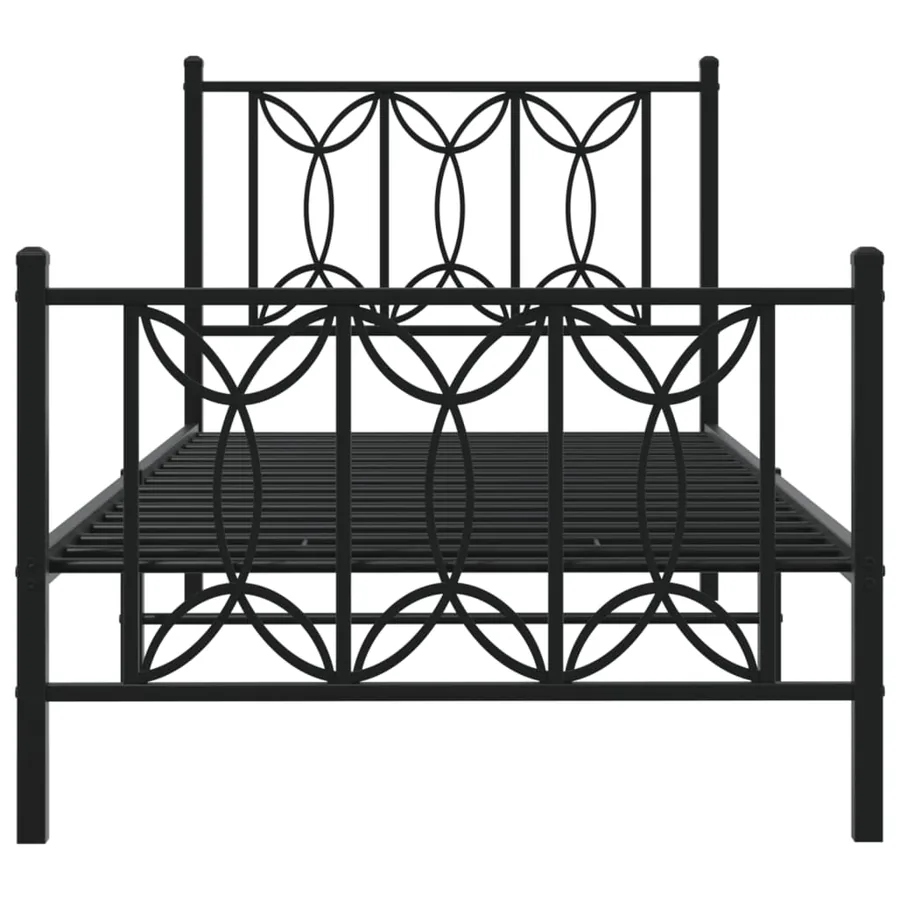 Cadre de lit métal sans matelas avec pied de lit noir 75x190 cm - 4