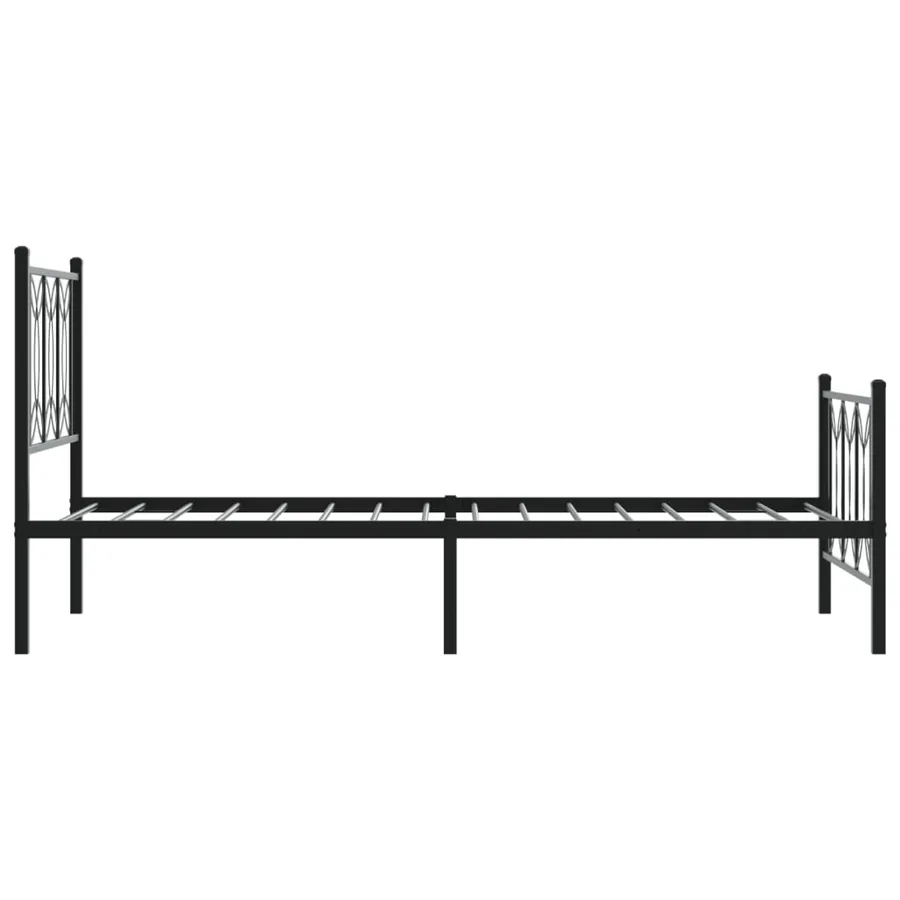 Cadre de lit métal sans matelas avec pied de lit noir 75x190 cm - 5
