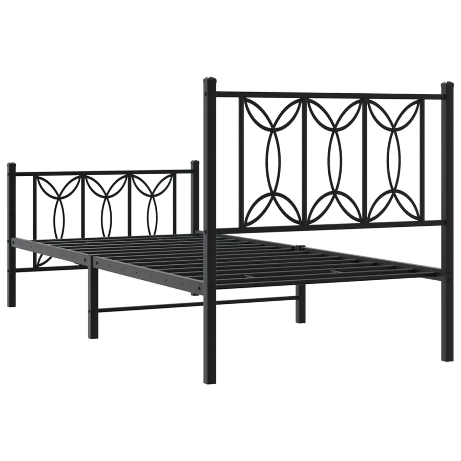 Cadre de lit métal sans matelas avec pied de lit noir 75x190 cm - 6