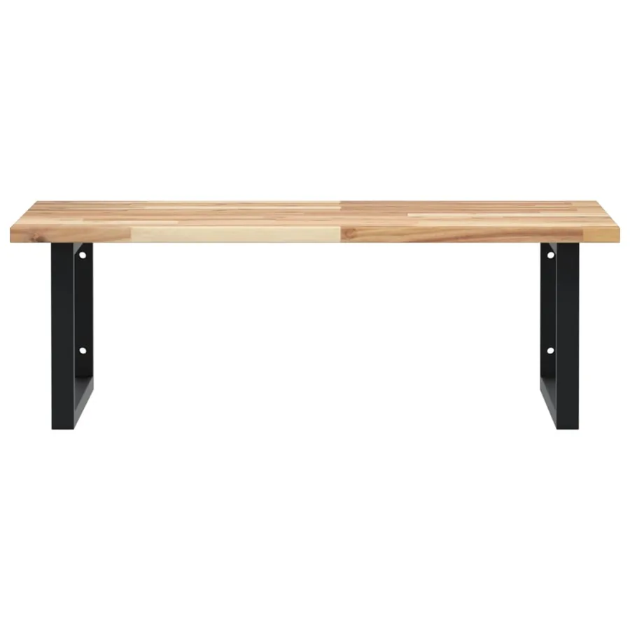 Étagère de vasque murale acier et bois massif d'acacia - 4