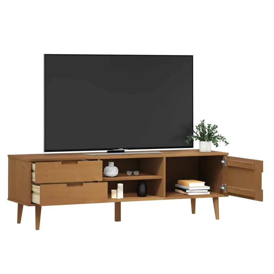 Meuble TV MOLDE Marron 158x40x49 cm Bois de pin massif - 3