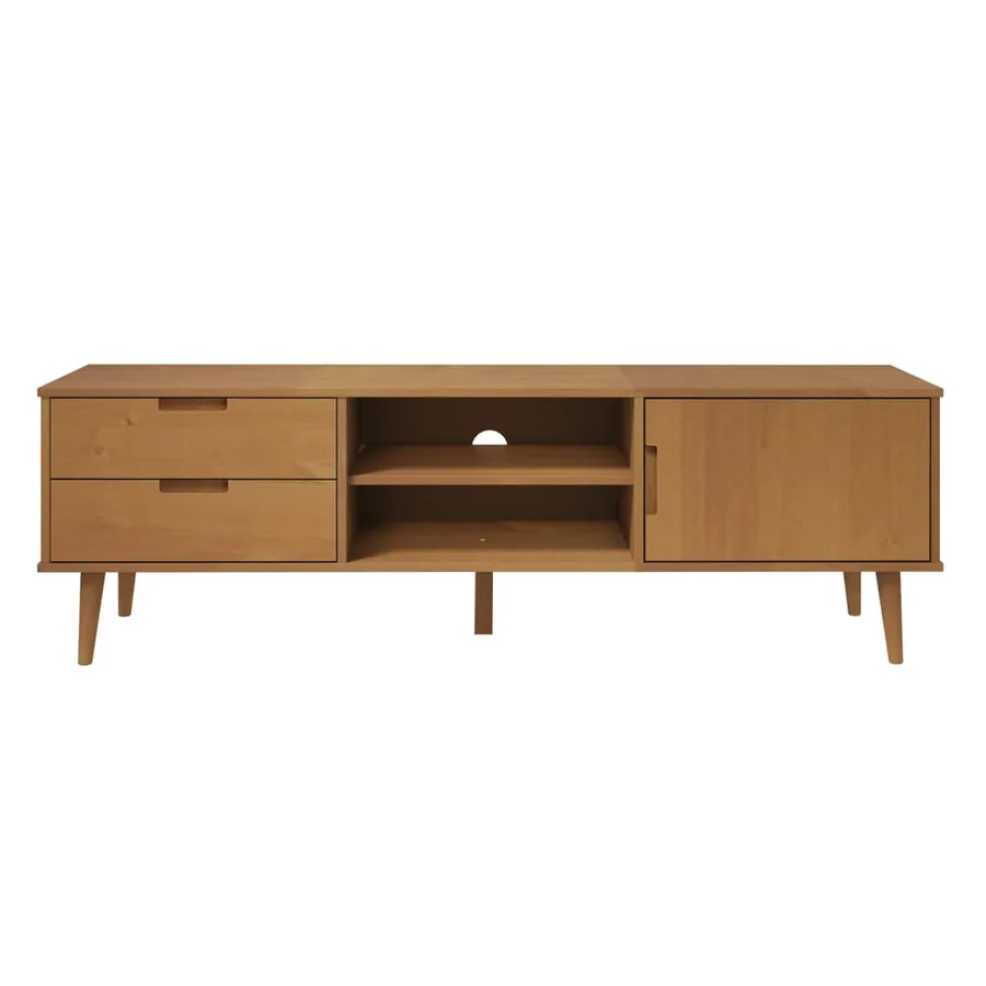 Meuble TV MOLDE Marron 158x40x49 cm Bois de pin massif - 4