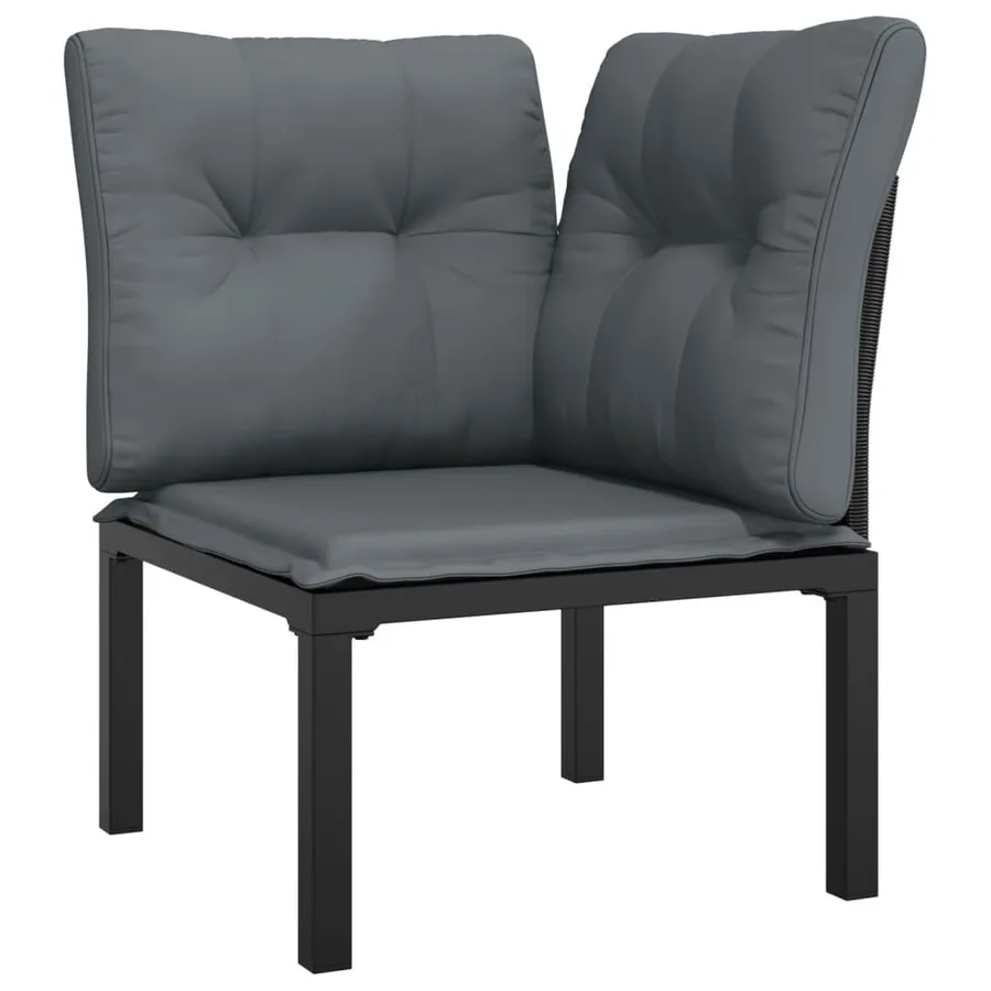 Salon de jardin 3 pcs noir et gris résine tressée - 4