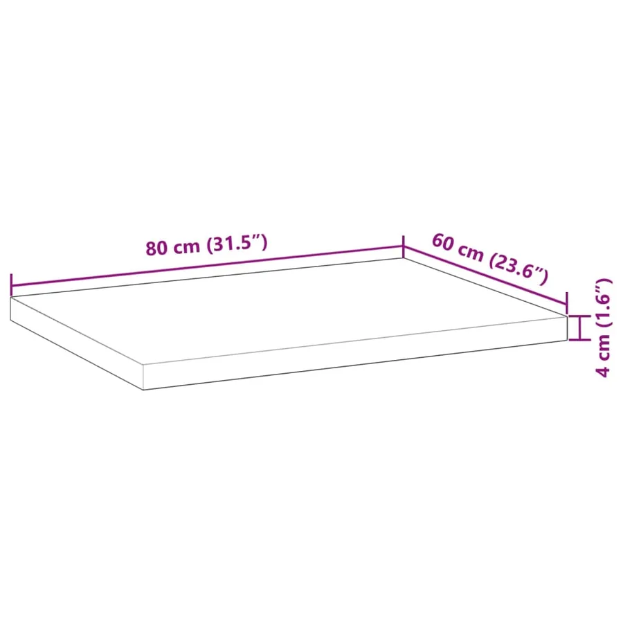 Dessus de meuble de salle de bain non traité bois d'acacia - 8