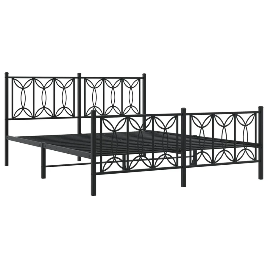 Cadre de lit métal sans matelas avec pied de lit noir 150x200cm - 3