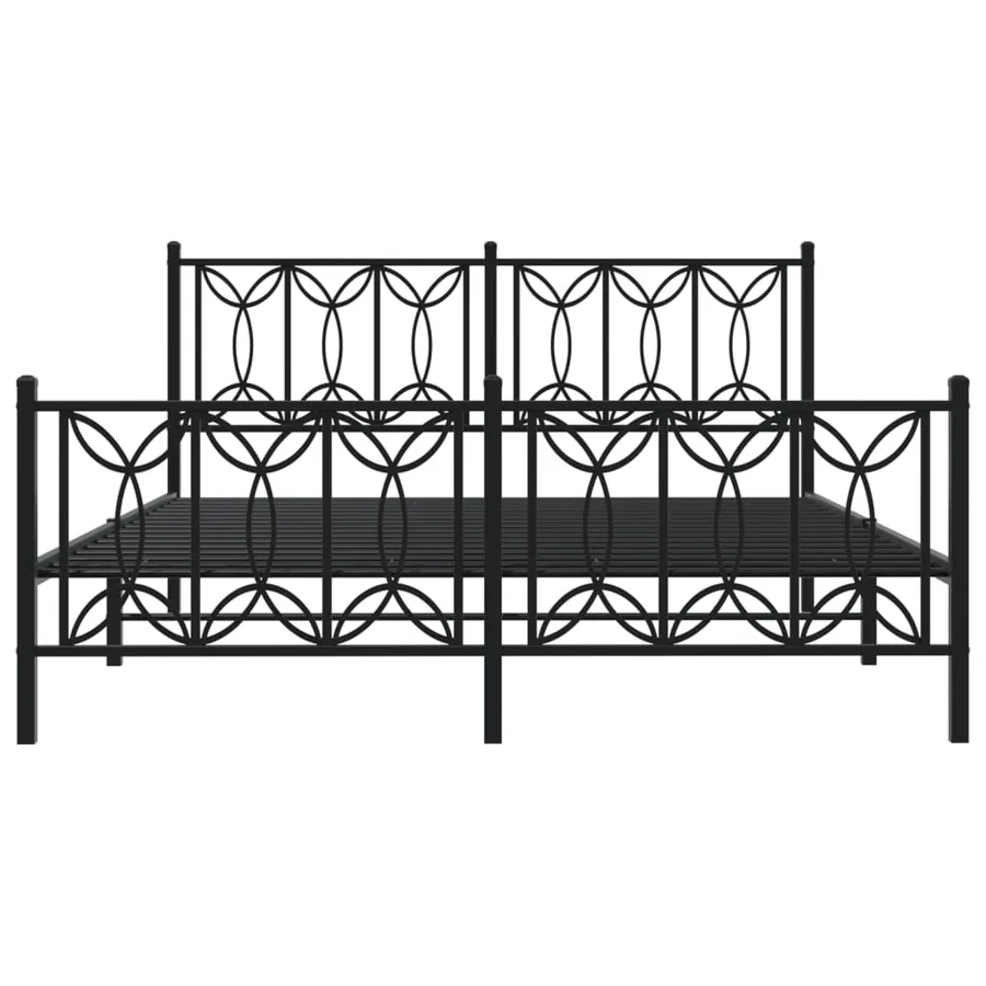 Cadre de lit métal sans matelas avec pied de lit noir 150x200cm - 4