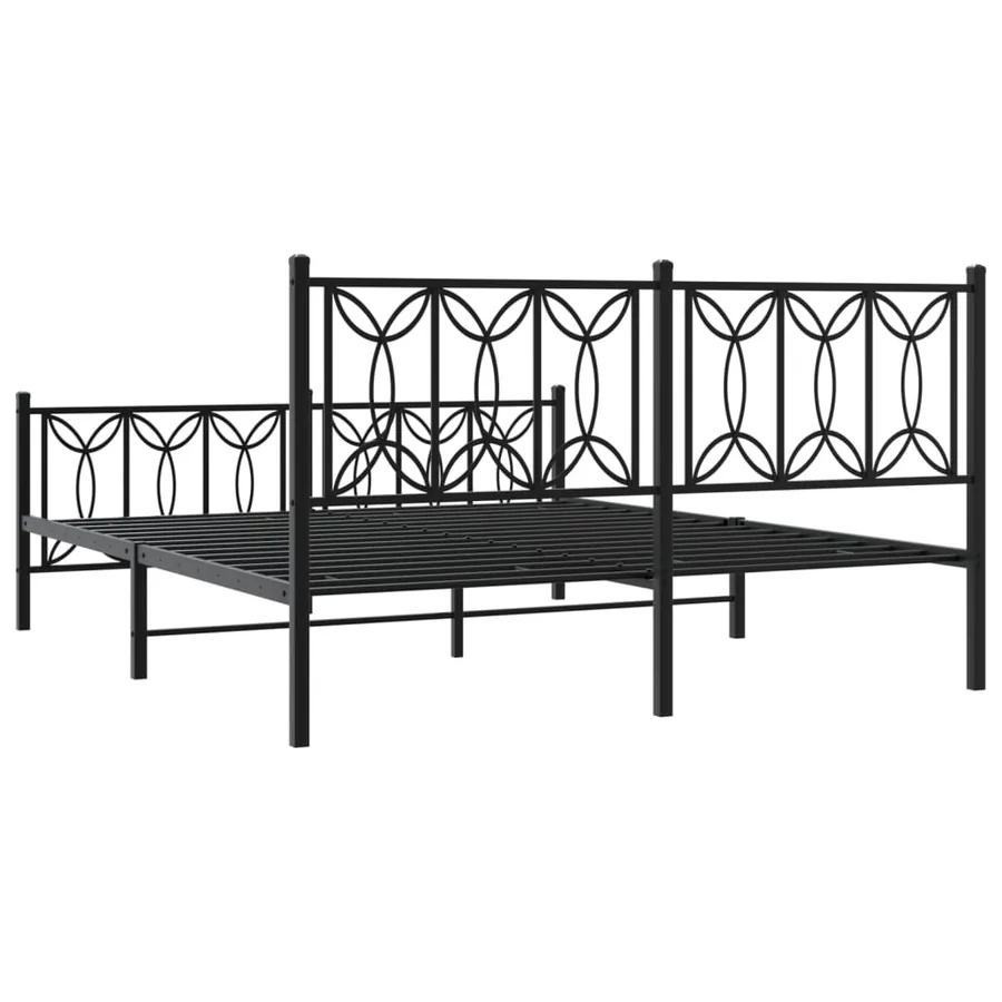 Cadre de lit métal sans matelas avec pied de lit noir 150x200cm - 6