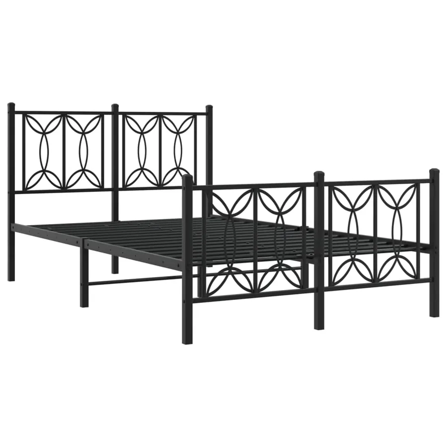Cadre de lit métal sans matelas avec pied de lit noir 120x190cm - 3