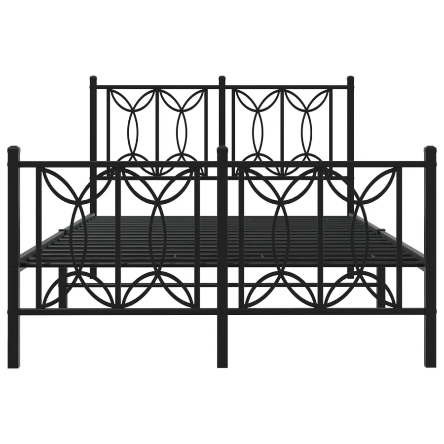 Cadre de lit métal sans matelas avec pied de lit noir 120x190cm - 4