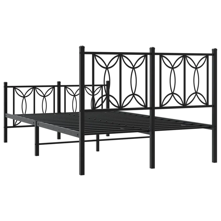 Cadre de lit métal sans matelas avec pied de lit noir 120x190cm - 6