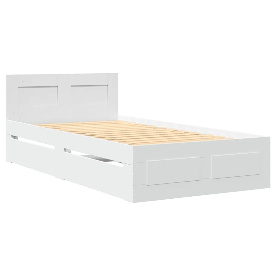 Cadre de lit avec tête de lit sans matelas blanc 100x200 cm - 3