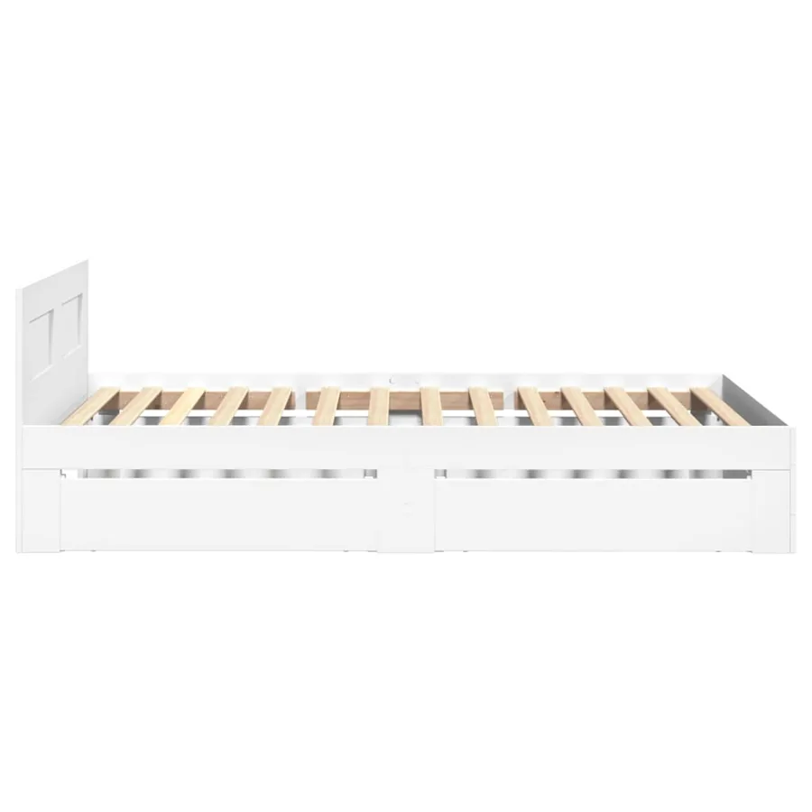 Cadre de lit avec tête de lit sans matelas blanc 100x200 cm - 6