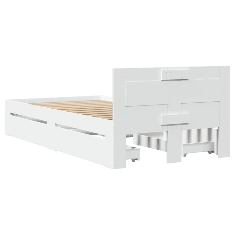 Cadre de lit avec tête de lit sans matelas blanc 100x200 cm - 7
